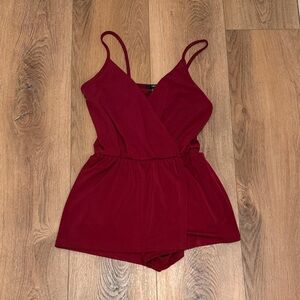 Red Sleeveless Wrap Romper